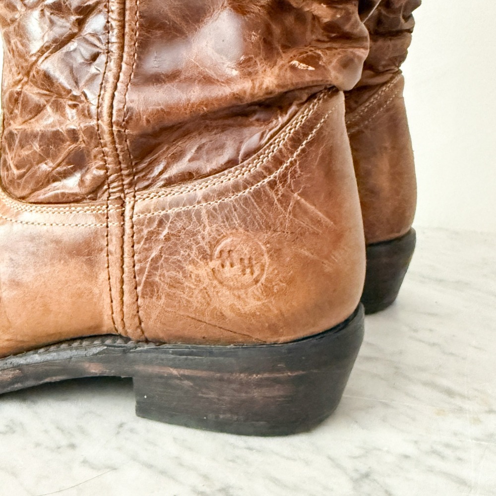 Double H Western Boots Distressed Brown Leather Cowboy Rodeo Mid-Calf Brown - Picture 3 of 12